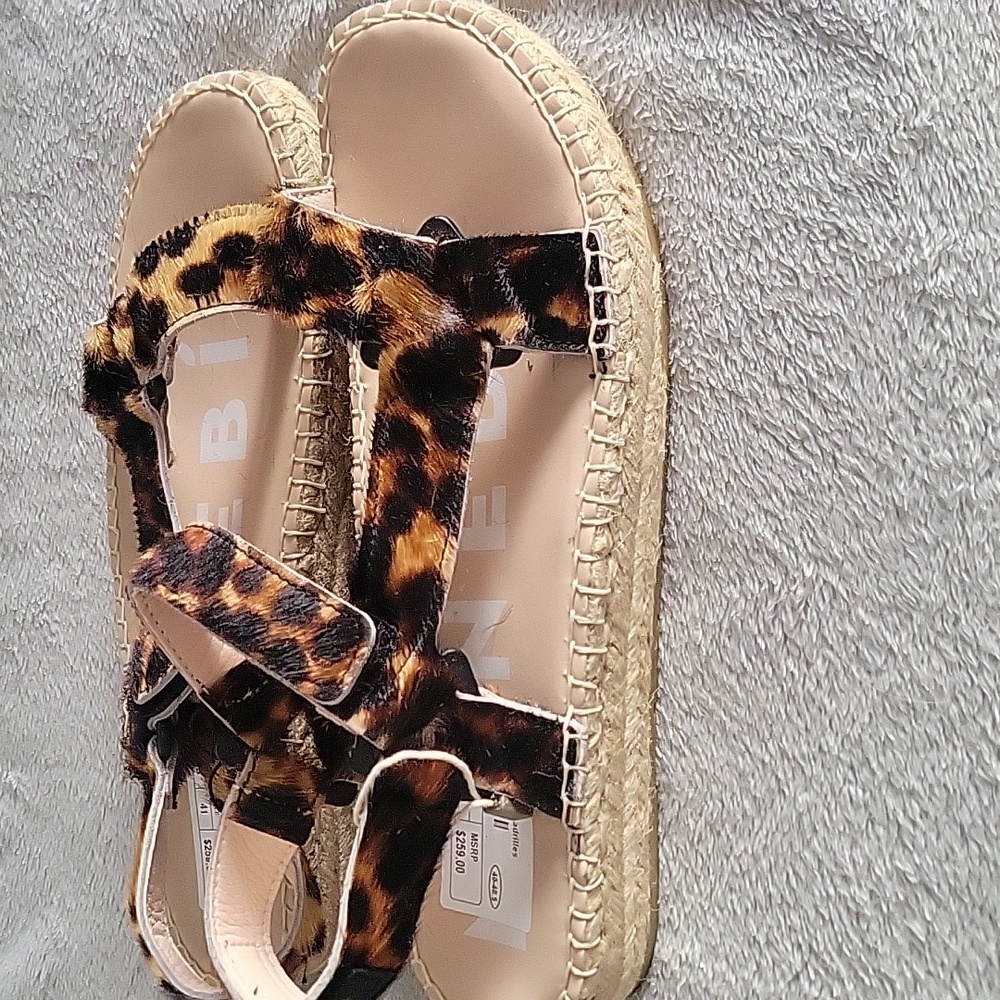 Manebi Calf Hair Leopard Flat Espadrilles Sz 40-40.5 NWT